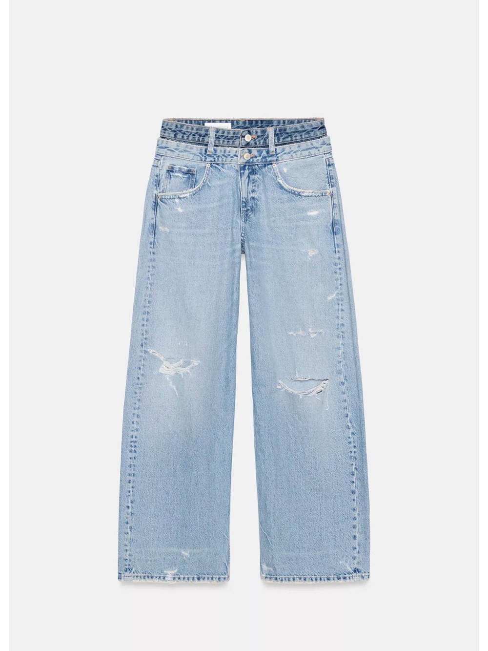 ZARA TRF DOUBLE WAIST MID-RISE STRAIGHT JEANS